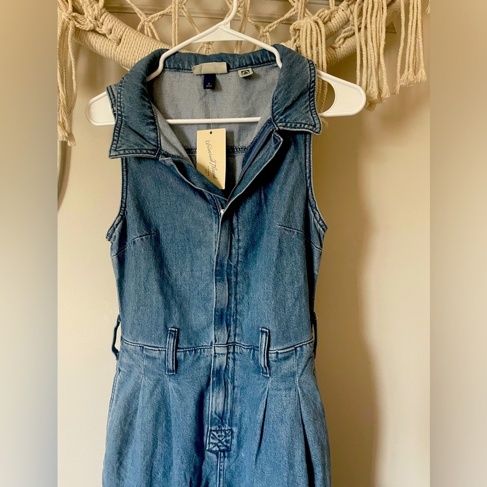 Women's Denim Cargo Jumpsuit Sleeveless Overalls